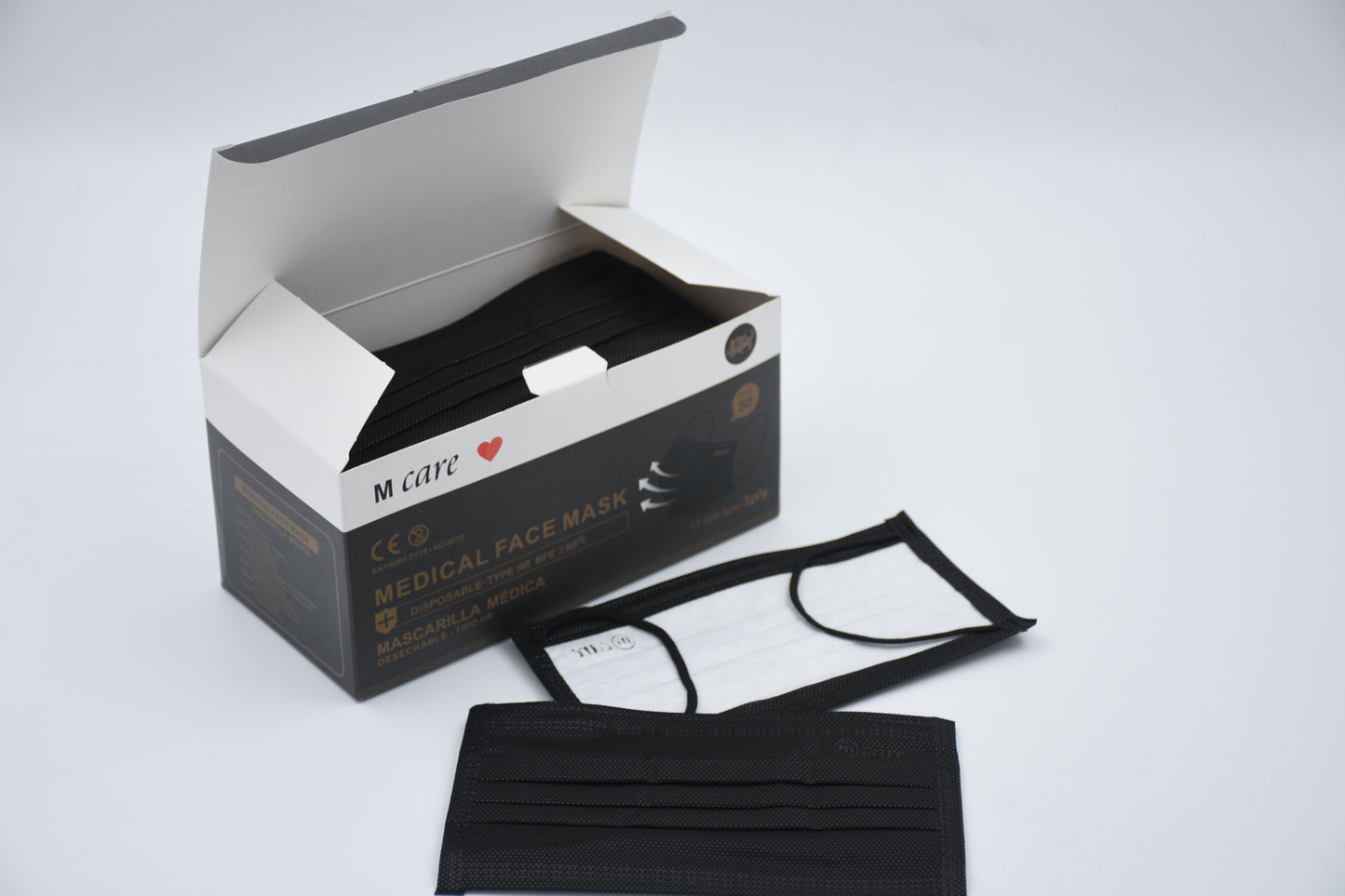 Tapabocas NEGRO Tipo IIR CAJA X 50 DYSPLAYS (dysplay x 50 mascarillas)